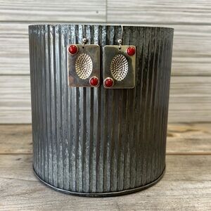 Sterling & Red Stone Earrings